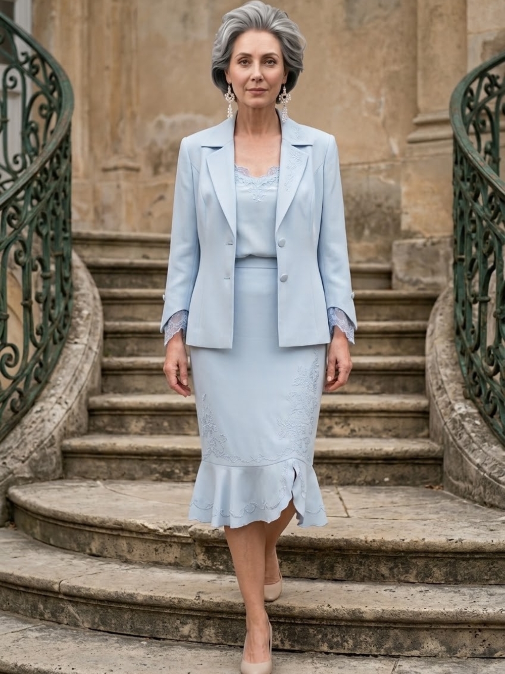 Women's Light Blue Tailored Blazer Jacket